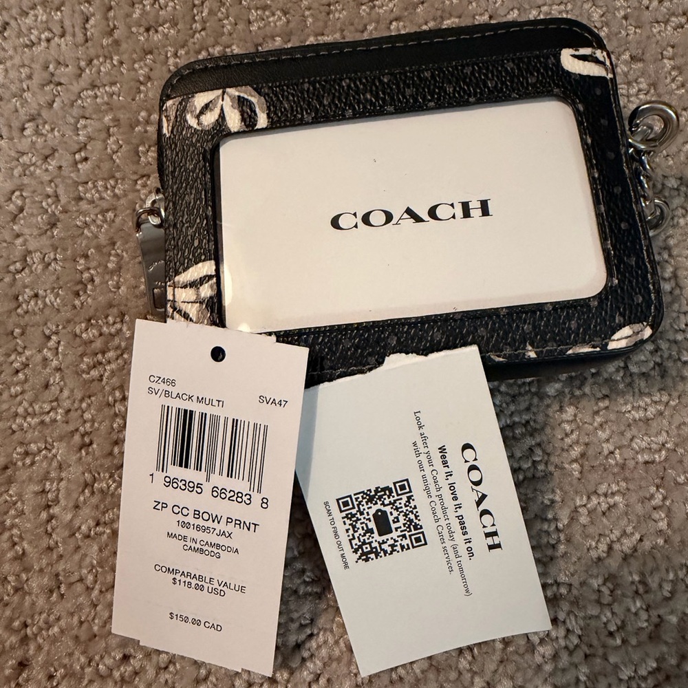 Coach Zip Card Case With Bow Print - Picture 5 of 5